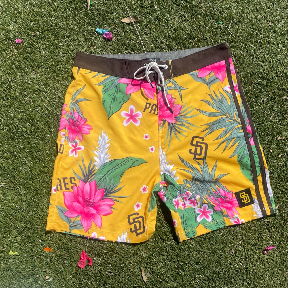 San Diego Padres Hurley x '47 Phantom Tailgate Swim Shorts - Gold NWOT
